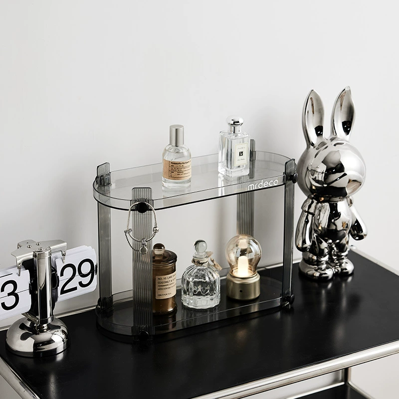 Transparent table glass holder, perfume, cosmetic storage system