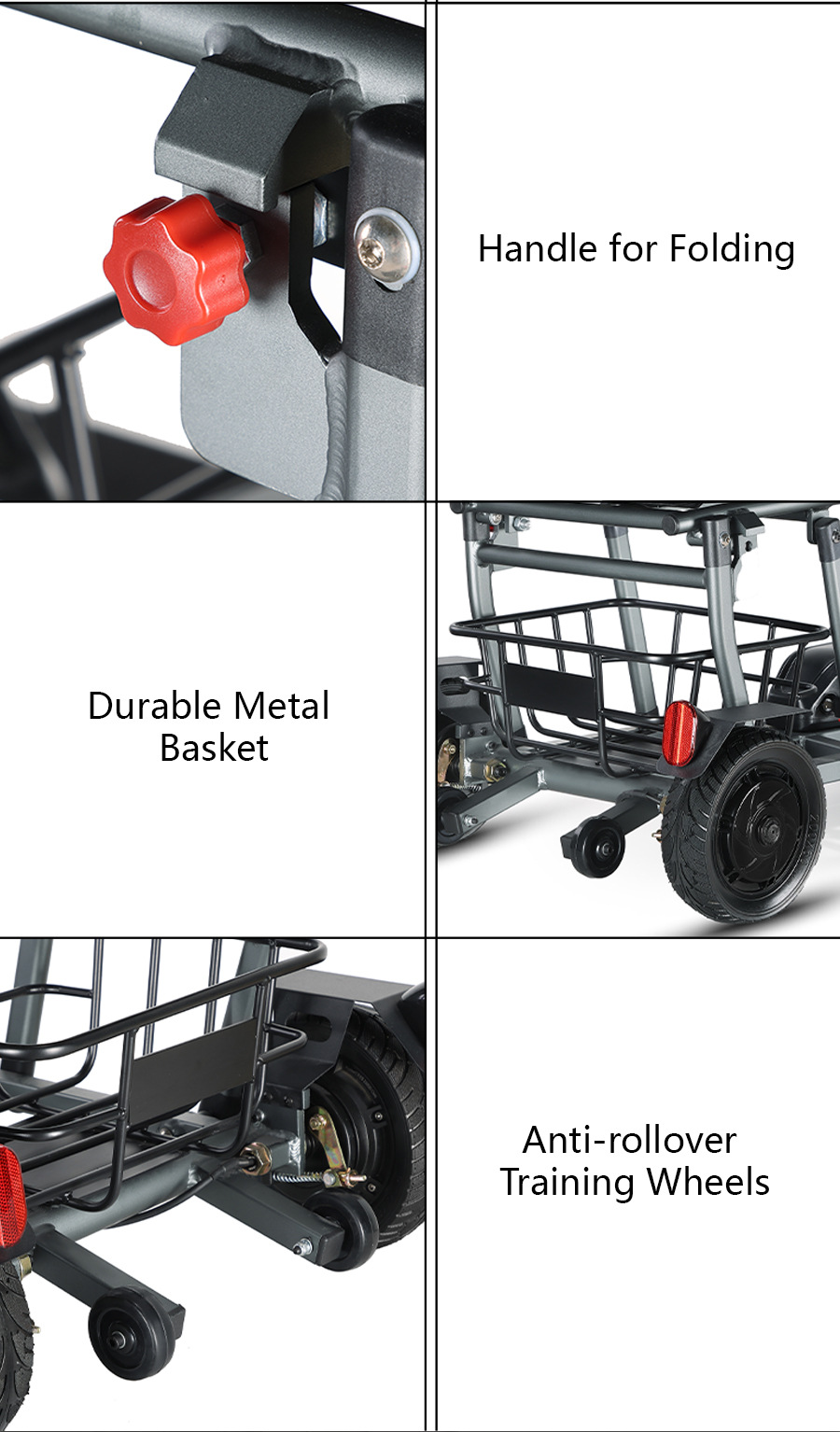 Cross-Border Amazon Dropshipping Elderly Mobility Electric Vehicle Aluminum Alloy Ultra-Light Portable Four-Wheel Folding Lithium Electric Vehicle