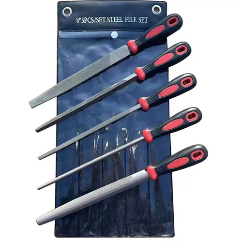 Handle-mounted multi-specification files with handle, three-piece set, five-piece set, flat, triangular, half-round files