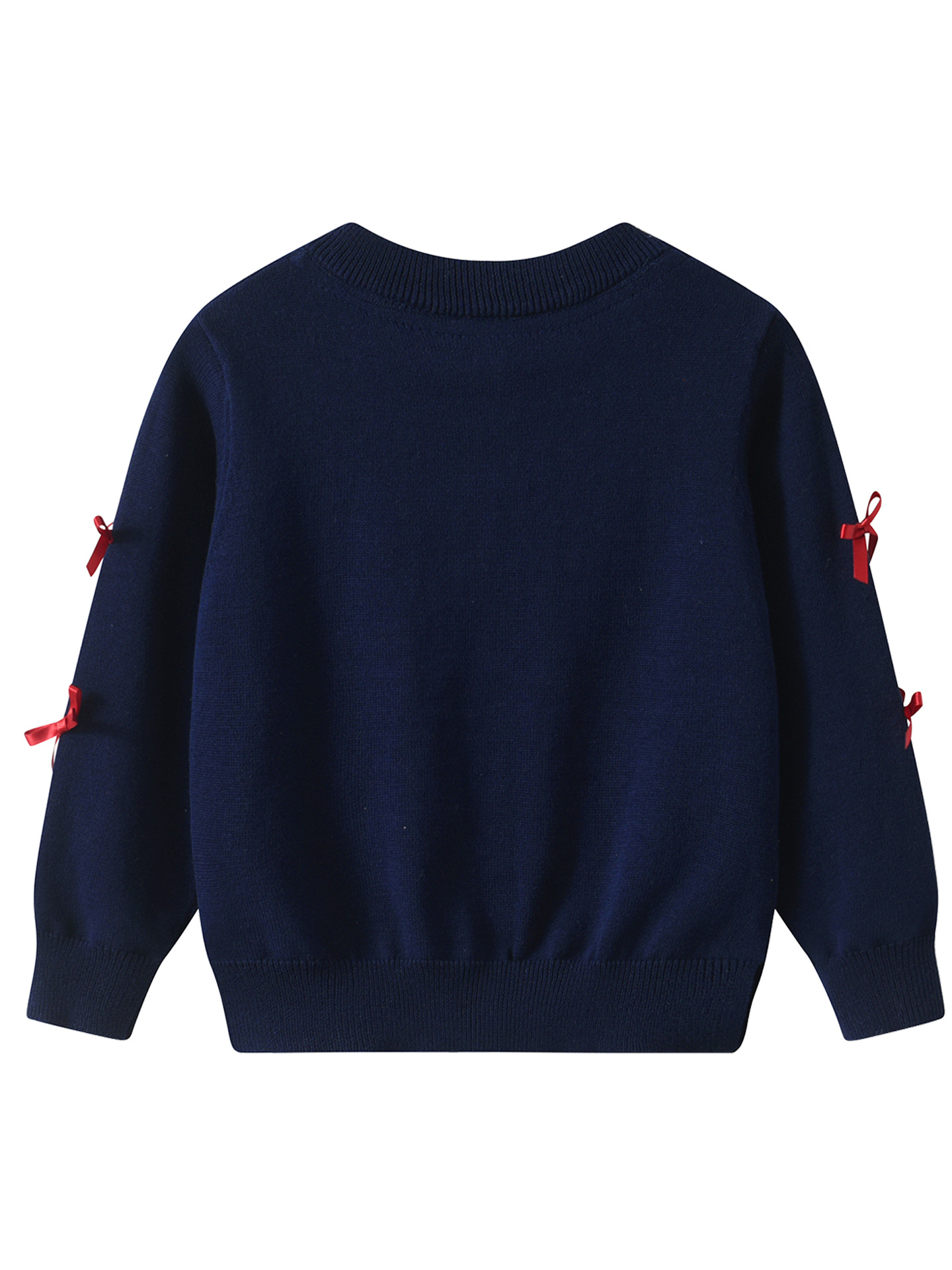 2025春秋蝶結びの女の子のセーターのカーディガンの子供服の純綿の洋風のニットの親子の中の大きい子供服