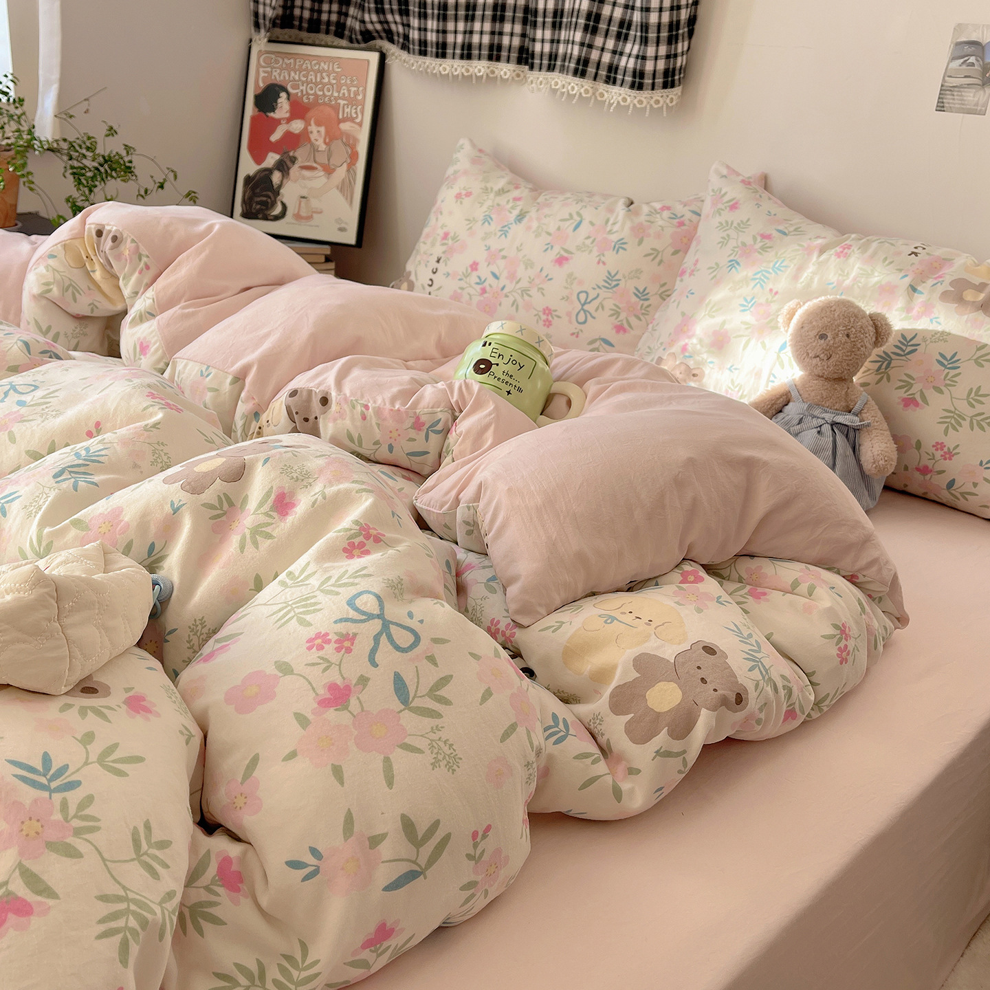 Madre y bebé de clase A dormir desnudo ultra suave cuatro piezas de algodón puro inswind sábanas cubierta de cama de dormitorio de algodón tres piezas de cama