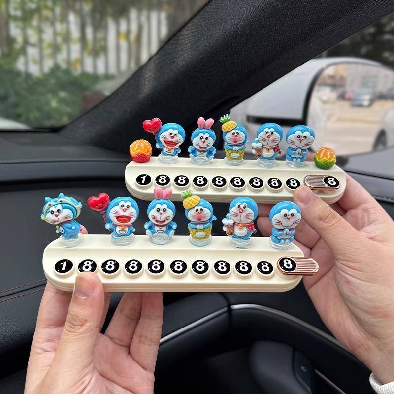Número de estacionamiento temporal del automóvil placa de matrícula Doraemon automóvil móvil placa de teléfono automóvil digital decoración del automóvil suministros