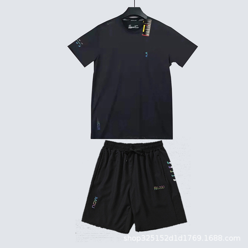 Summer Ice Silk Quick-drying Sports Short-sleeved Shorts suit Loose Elastic Breathable Casual Running Fitness Wear Sportswear