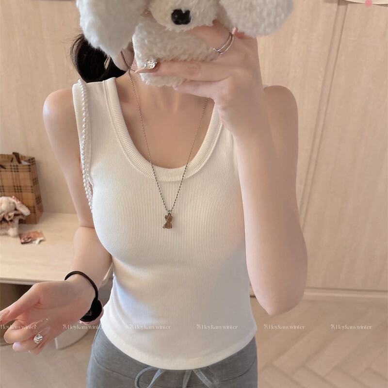 Autumn and Winter Brushed Thermal Vest for Women with Square Tie and Chest Pad, Versatile Bottoming, Slimming Look, Sleeveless Thermal Top Autumn and Winter Brushed Thermal Vest for Women with Square Tie and Chest Pad, Versatile Bottoming, Slimming Look, Sleeveless Thermal Top