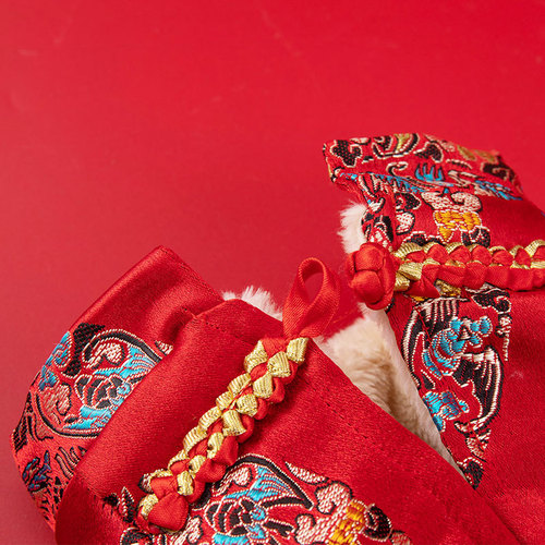 Dog clothes autumn and winter plus velvet festive New Year Tang suit Teddy Bichon Pomeranian small dog cat pet clothing