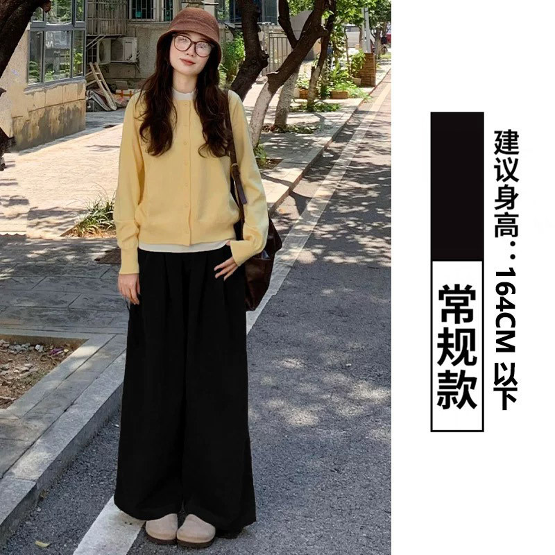 棕咖色雪尼尔阔腿裤女春秋2025新款高腰垂感秋冬直筒休闲加绒裤子|undefined