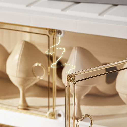 Installation-free shoe box transparent shoe storage double-layer plastic folding shoe cabinet shoe storage box bootie creative shoe rack