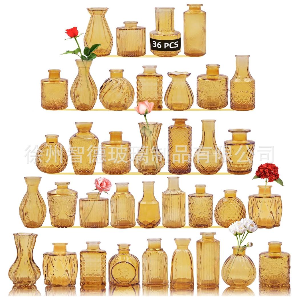 Florero de cristal retro francés decoración de escritorio hogar hidropónico transparente artesanía decoración mini florero