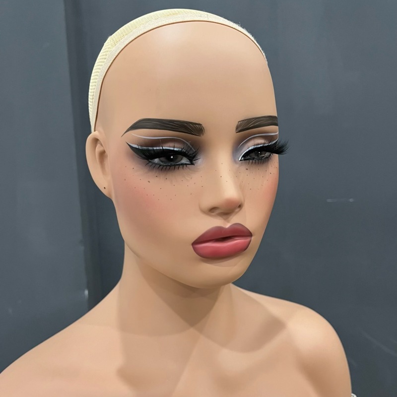Pvc両肩の頭型クロスボーダー専用かつらモデルの女性シミュレーション半身モデルの頭mannequin展示|undefined