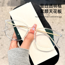 丹阳眼镜2212X无磁钛合金眼镜架女透明镜框复古圆框超轻TR近视镜