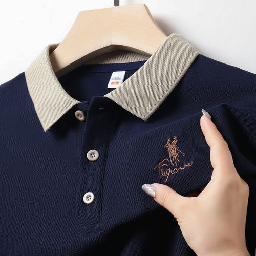 Men's short-sleeve polo shirt, solid color, high-quality casual business top, summer thin T-shirt