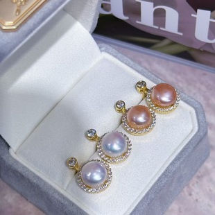 Natural Pearl Micro Inlaid Silver Pin Earrings Women's Spring and Summer Light Luxury High-end Earrings 2025 New Explosive Elegant Earrings