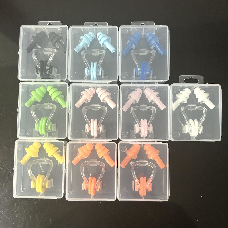 Factory wholesale earplug nose clip silicone box nose clip earplug suit swimming equipment children adult waterproof Factory wholesale earplug nose clip silicone box nose clip earplug suit swimming equipment children adult waterproof