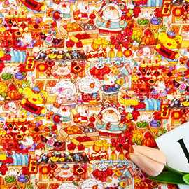全棉双层纱数码印汤丸酱手绘插画风卡通  连衣裙童装女装亲子箱包