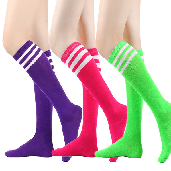 Cross-border mid-calf socks three-stripes women's knee-high socks…