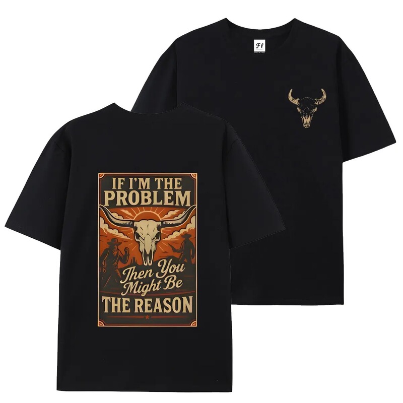 Cross-border European-style women's round-neck pure cotton short-sleeve denim shirt with a western bull head slogan print, perfect for ranch outings and versatile styling Cross-border European-style women's round-neck pure cotton short-sleeve denim shirt with a western bull head slogan print, perfect for ranch outings and versatile styling