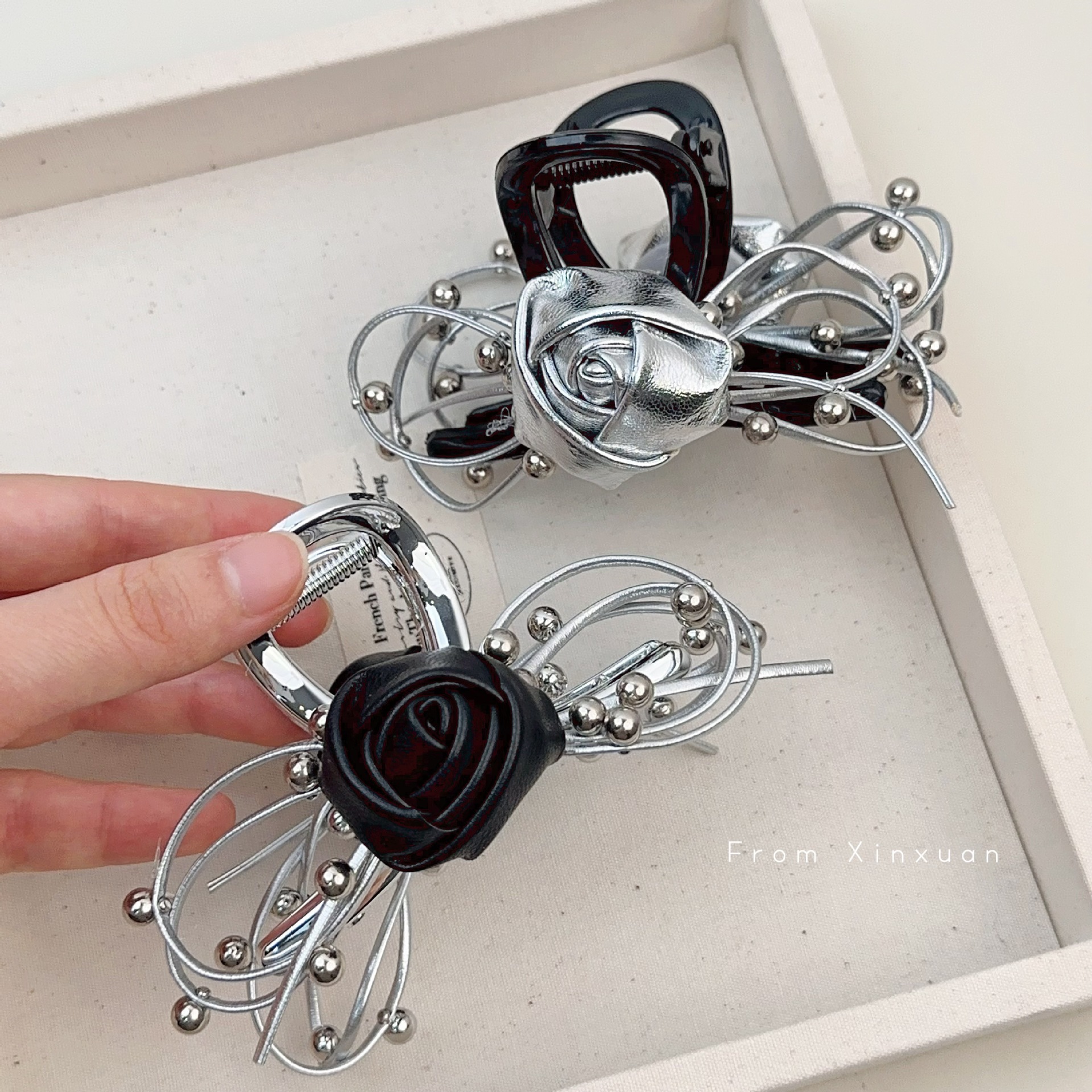 Molla per capelli a forma di rosa elegante pinza per acconciature_voghion.com