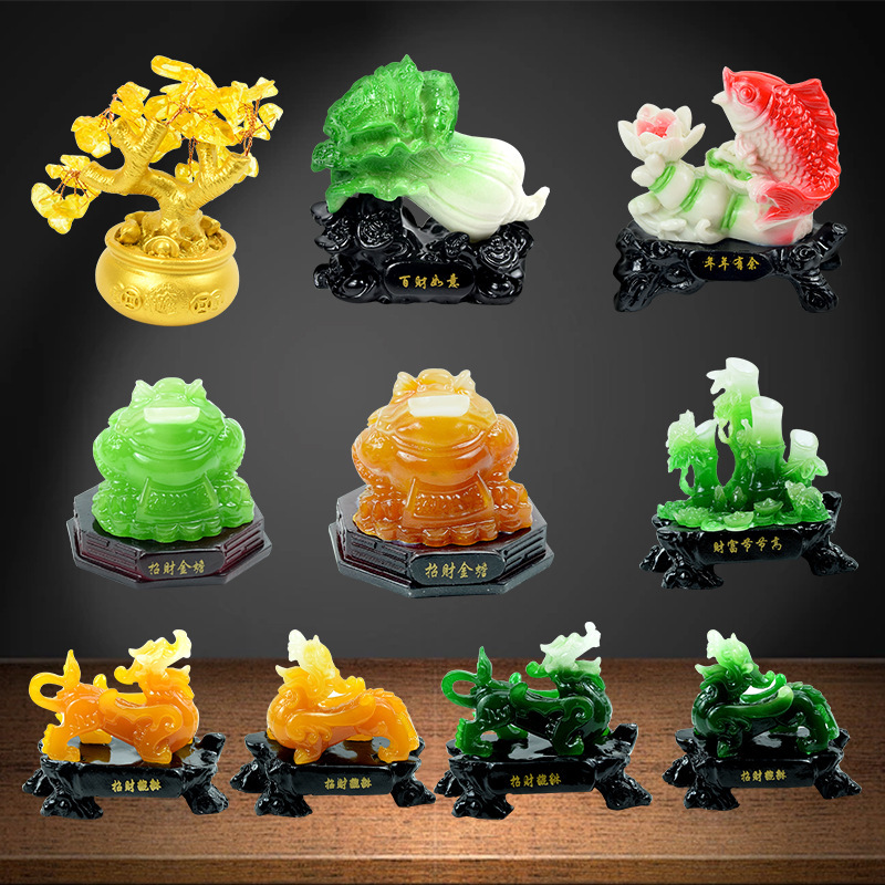 Fortune Tree, Cabbage, Pen, and Fish Ornaments for Prosperity and Wealth, Creative Gifts for the Living Room and Wine Cabinet