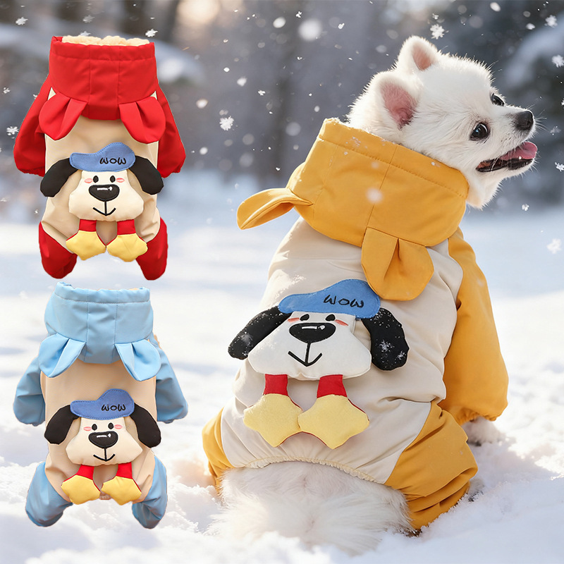 Invierno al aire libre nieve impermeable a prueba de viento a prueba de frío grueso lana de asalto ropa de algodón de cuatro patas para perros y gatos