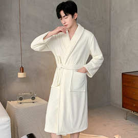 珊瑚绒浴袍男女吸水速干冬成人酒店浴衣情侣款可穿睡袍长款男款厚