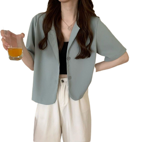 Stylish Short Women's Spring Summer Korean Version 2025 Thin Sweet Cool Spice Short Sleeve Suit Jacket