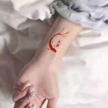 新款錦鯉長樂紋身貼網紅小紅書同款紅色鯉魚手腕鎖骨刺青女文身貼