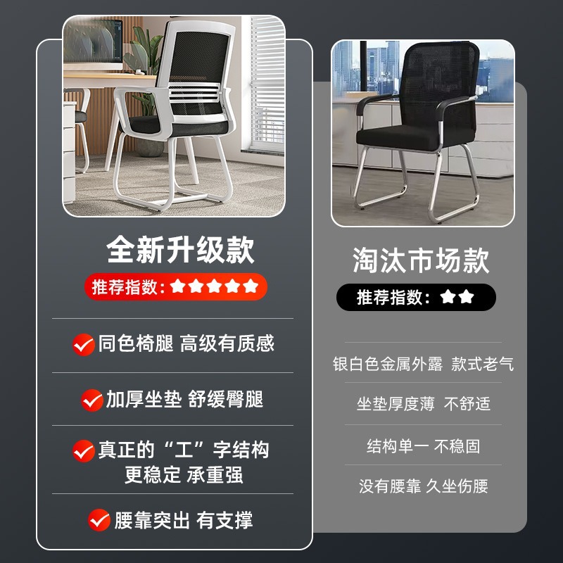 Asiento de oficina Silla de computadora Silla de respaldo cómoda Sentado sedentario Silla de conferencia para personal de oficina Silla de oficina