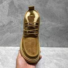 男鞋皮毛一体休闲皮鞋百搭英伦软底板鞋帅气潮流潮款复古宽脚时尚