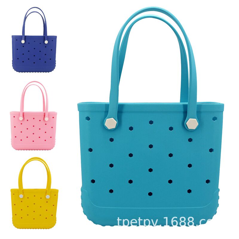 Wholesale Fashion Eva Perforated Handbag Silicone Waterproof Beach Bag Simple Southern Eva Handbag Beach Bag