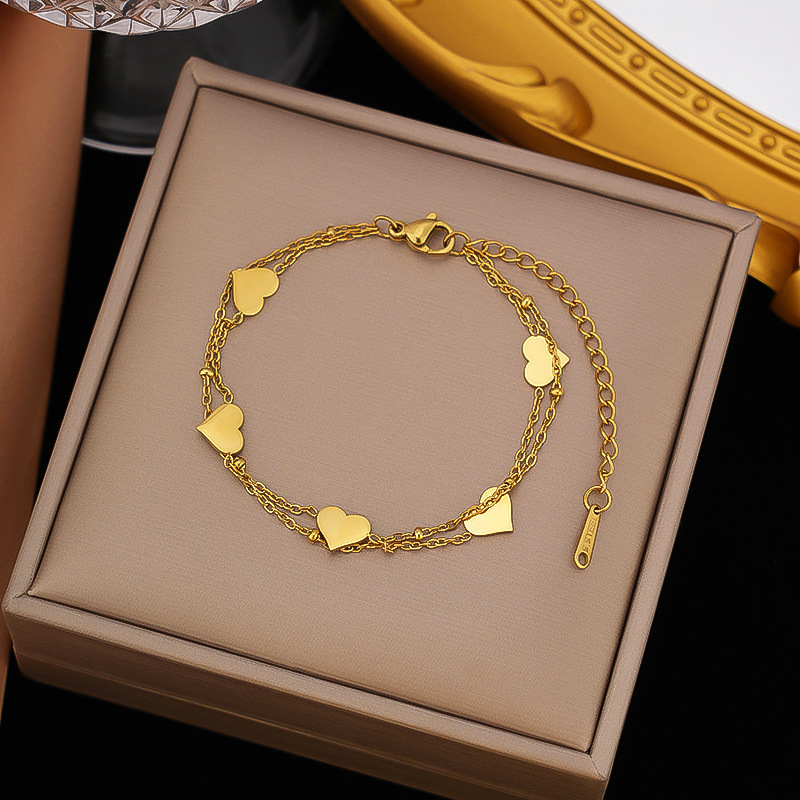 クロスボーダー東莞チタン鋼ジュエリー色褪せない新しい日本と韓国のアクセサリーブレスレット女性用 18K ゴールドファッションライト高級ハイエンド|undefined