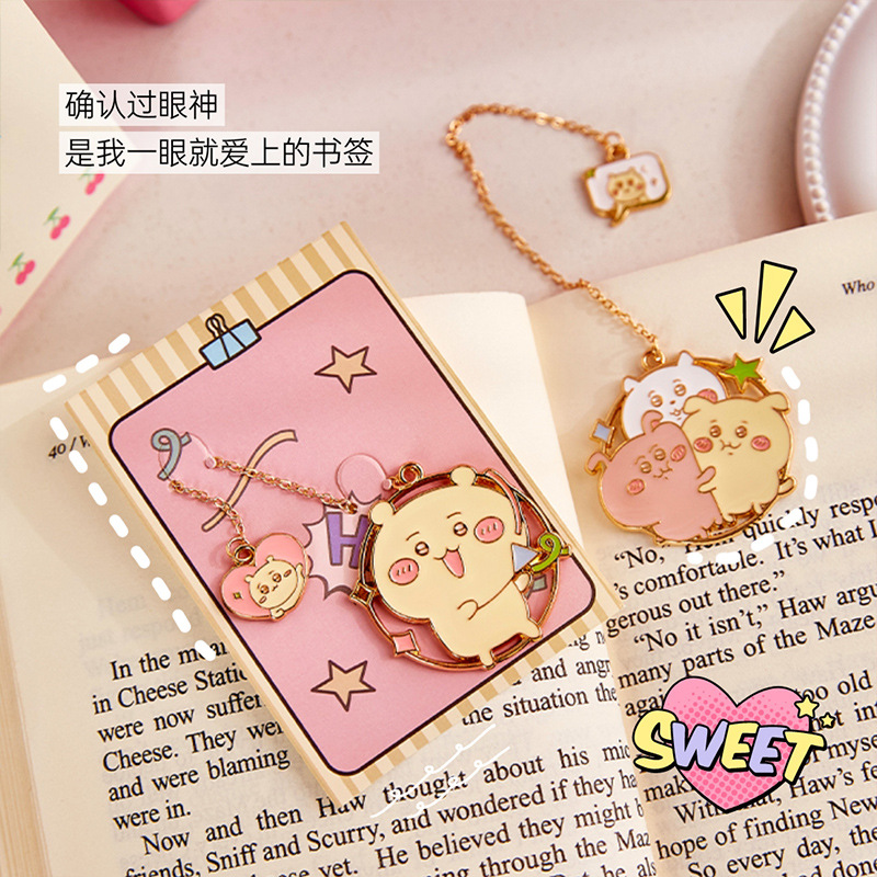 Jijiwaka adorable aleación de zinc marcadores de alto valor de belleza del corazón de la niña marcadores de metal para estudiantes pequeños regalos exquisitos