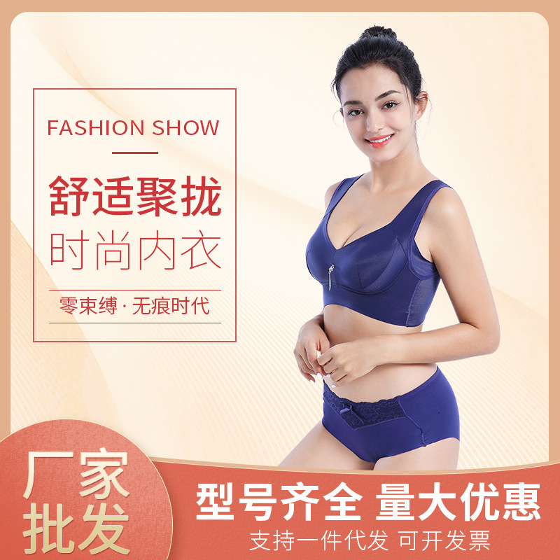 Manufacturer Wholesale Glossy Large Size Bra Mulberry Silk Series No Rims Breathable Back Adjustable Push-Up Underwear for Women