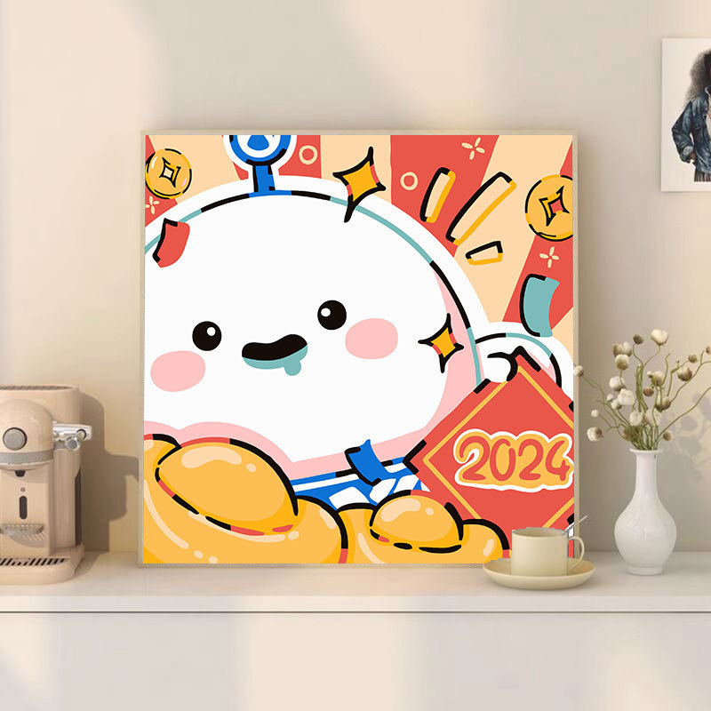 漫画 Q バージョンエッグマンパーティーシリーズ DIY デジタル油絵子供の手作り着色油絵装飾品卸売|undefined
