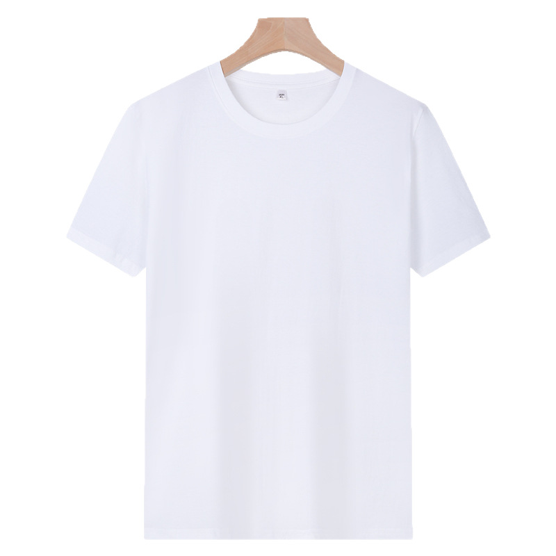 ¡Peso! Camiseta de algodón largo peinado 180g de verano casual hombre y mujer de manga corta de color sólido media manga