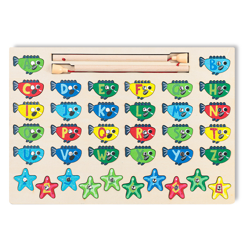 Carta de madera para niños Placa de pesca magnética educación temprana concentración color entrenamiento cognitivo juguetes educativos interactivos transfronterizos