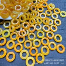 翡翠黄翡13mm圆环散珠玉环甜甜圈 diy玉石配饰线圈跑环饰品批发