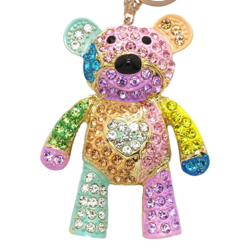 Moda europea y americana oso violento colgante colorido oso marrón llavero de metal creativo exquisito pequeño regalo accesorios del coche