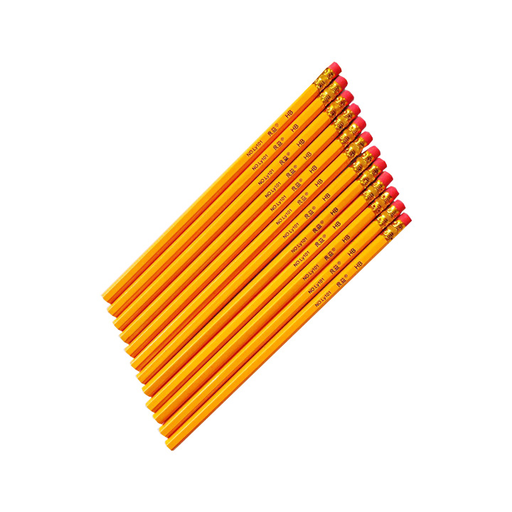 HB lápiz 12 piezas caja hexagonal poste amarillo de madera lápiz con borrador escritura pintura papelería suministros al por mayor