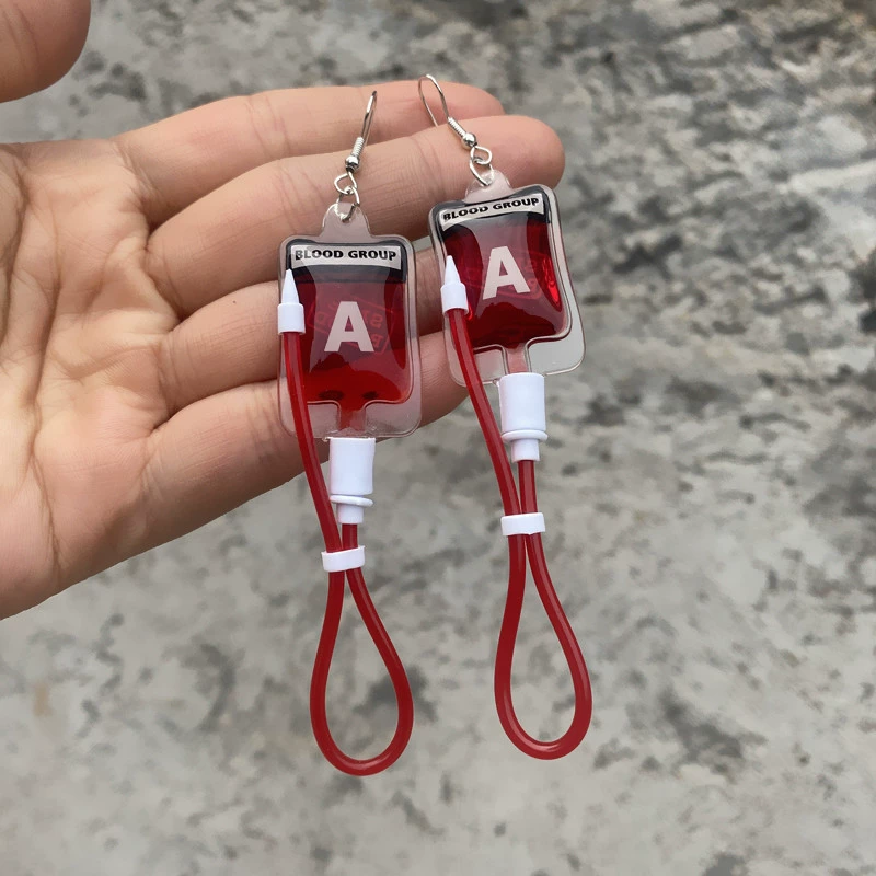Креативные и забавные Harajuki Simulation Plasma Blood Blood Blood type серьги подкультура Y2K горячая девушка личность серьги на шее