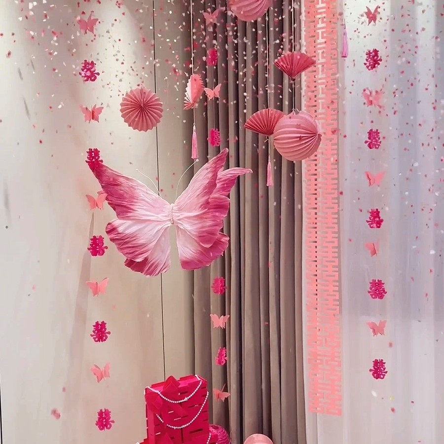 나비수박 웨딩룸 - 핑크 10호 [행복한 말 장식품과 지상 랜턴 포함]