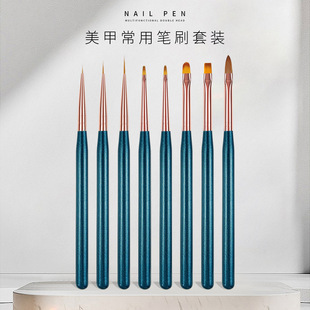 Factory nail art pen wholesale exquisite malachite green pen rod painted semicircle flat carved universal phototherapy pen suit