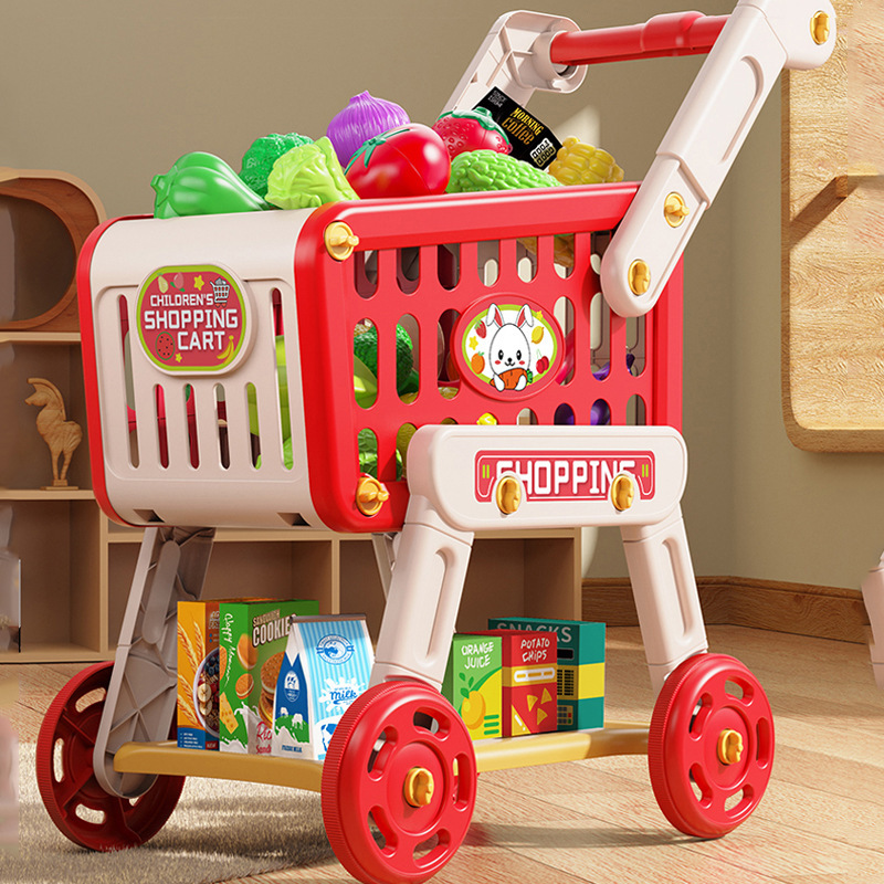 Cross-Border Children's Simulation Supermarket Shopping Cart Baby Play House Boy and Girl Fruit and Vegetable Cutting Cart