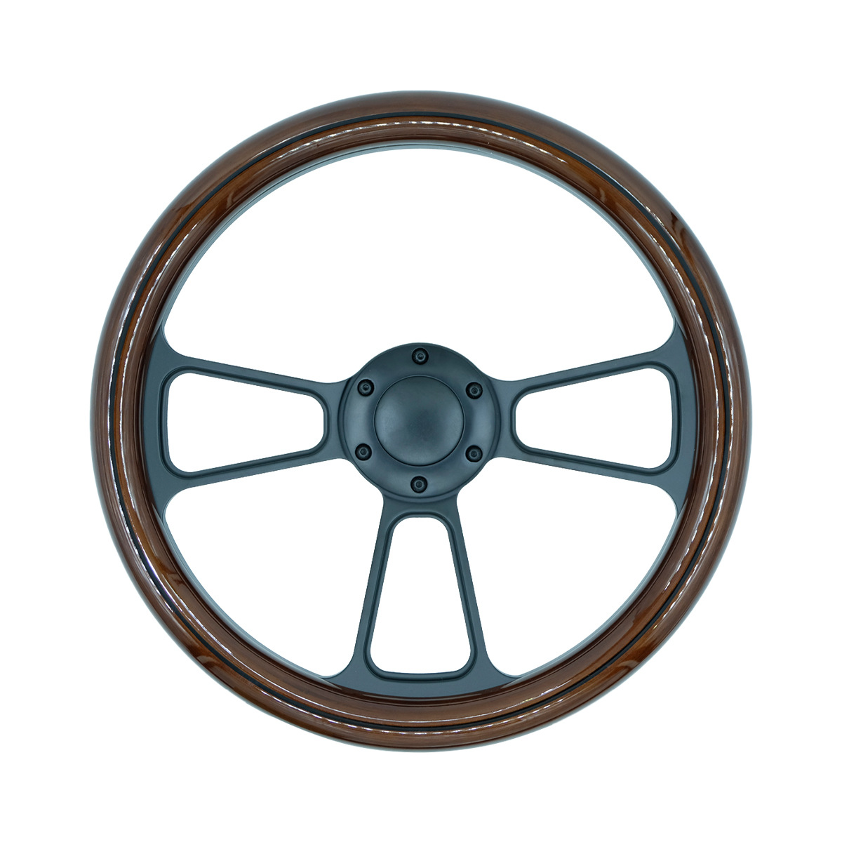 Jetta Retro Solid Wood Rivet Steering Wheel 14 inch for Santana Jetta (Steering wheel) - 14-inch-peach-wood-color-black-frame-solid-wood-steering-wheel