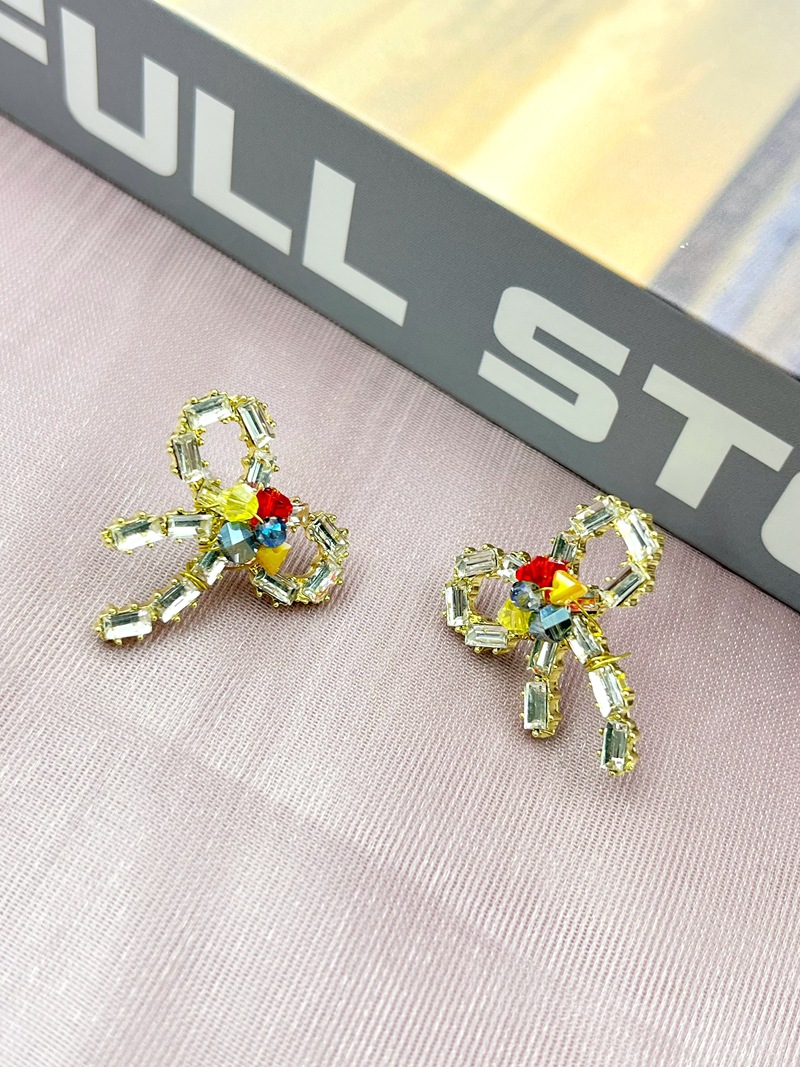 1 Pair Simple Style Bow Knot Inlay Alloy Zircon Ear Studs display picture 1