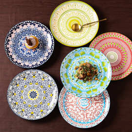 网红北欧陶瓷盘现代时尚西餐牛排盘出口家用菜盘沙拉意大利面盘子
