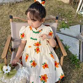 女童旗袍裙子夏装2022年新款洋气夏天公主裙儿童装汉服夏季77073