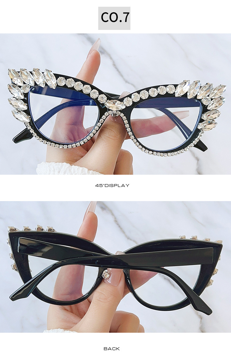 Hip-hop Punk Geometric Ac Special-shaped Mirror Diamond Full Frame Glasses display picture 3