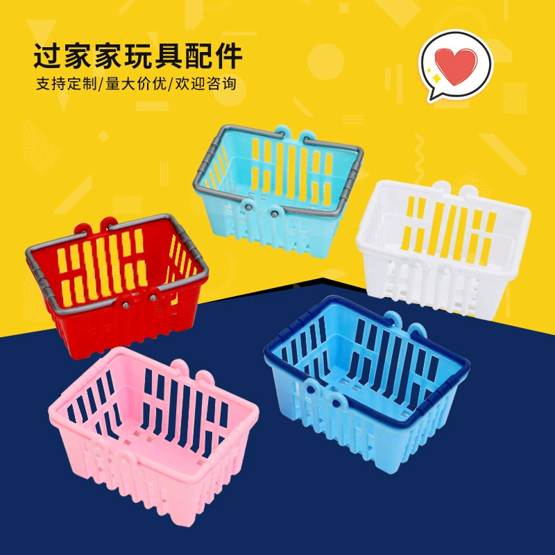 Аксессуары для кукольного домика, игрушечный супермаркет, мини-корзина для покупок с двумя ручками, реалистичная маленькая корзина для овощей, индивидуальный дизайн