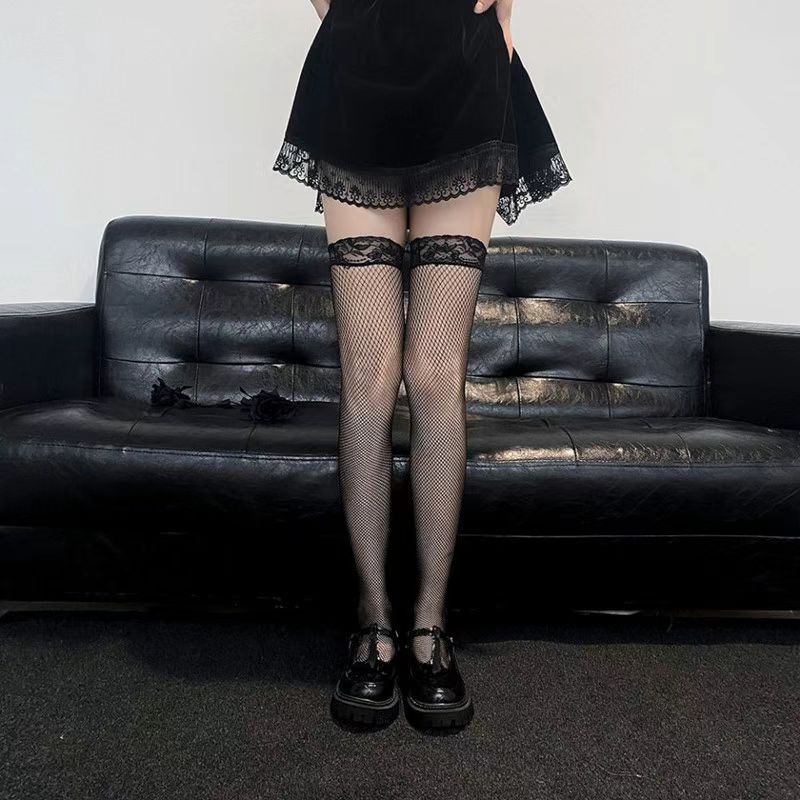 Fishnet socks jk black mid-calf stockings emotional hollow over-the-knee socks sexy Japanese soft girl lace bottoming socks