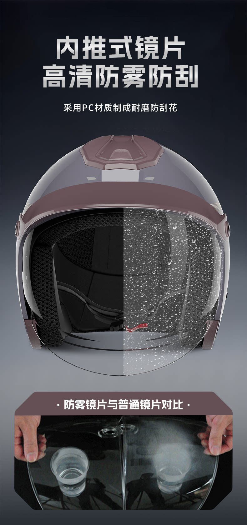 Helmet for women riding electric scooters, rainproof with silver-coated lenses, 3C certified, suitable for all seasons, sun protection, UV protection safety helmet
